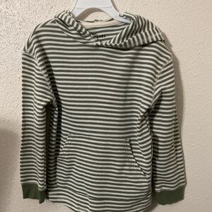 Epic Threads Olive Green & White Striped Kids Hoodie with Kangaroo Pouch Size 5